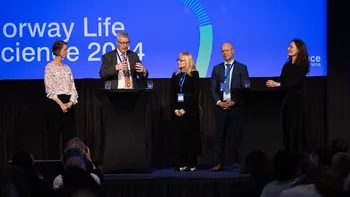 Katarina&amp;#160;Nystr?m (Genomic Medicine Sweden), Andrew Morris (Health Data Research UK),&amp;#160;P?ivi Sillanaukee (Ministry for Social Affairs and Health, Finland), Henrik Ullum (Statens Serum Institut, Denmark) participated in a panel discussion lead by Camilla Stoltenberg (Norce).