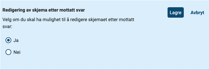 ?pning og lukking av skjemaet for redigering gj?res under fanen "Innstillinger"